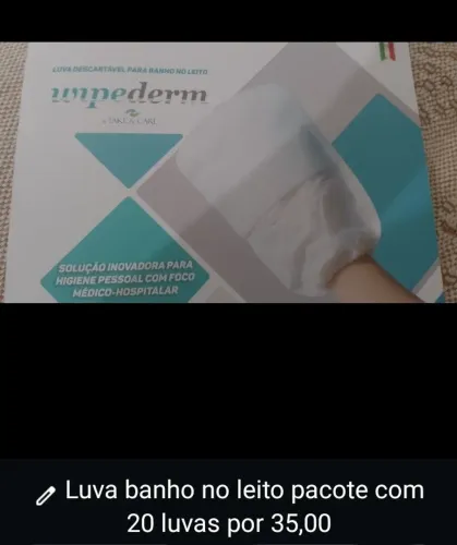 Luva descartável para banho no leito