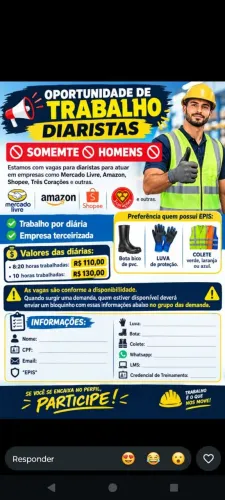 Vagas Disponíveis Homens