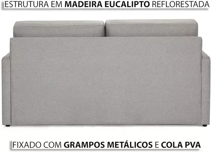 Sofá Cama Herval Versátil Queen 1,76M - Linho cinza