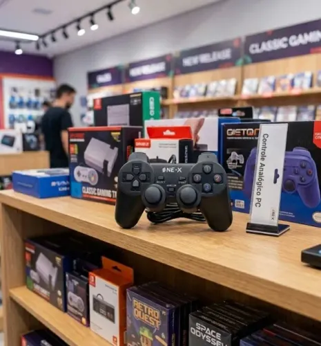 CONTROLE ANALÓGICO COM FIO NE-X - PRECISÃO TOTAL PARA PC E GAMES CLÁSSICOS!