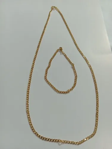 Conjunto Grumet masculino, banhado a ouro 18k