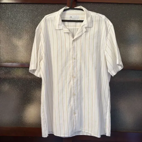 Zara Camisa Masculina Manga Curta Listrada