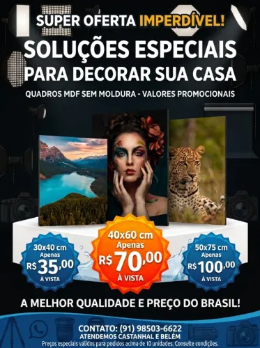 Quadros Decorativos em MDF Sem Moldura - Direto da Fábrica (Castanhal e Belém)
