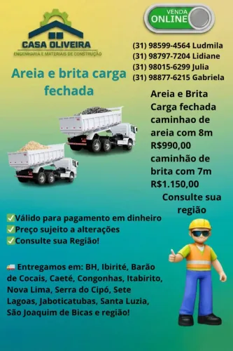 Caminhão areia e brita