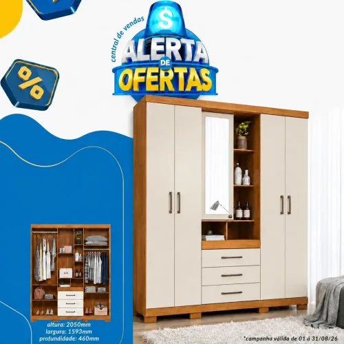 Oferta Imperdível de Guarda Roupa com Ótimas Divisórias Internas!!