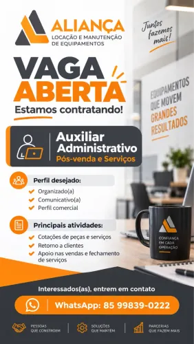 Vaga Auxiliar administrativo - pós venda - serviços