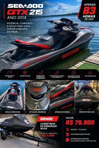 Jet Ski Sea-Doo GTX 215 2014 | 83 Horas | Carretinha Grátis