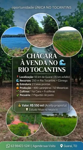 Chácara a beira do Rio Tocantins