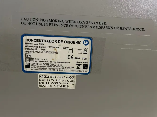 Concentrador de oxigênio elétrico