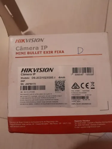 Câmera IP mini bullet exir fixa DS-2CD1023G0E-I 4mm 2MP Hikvision