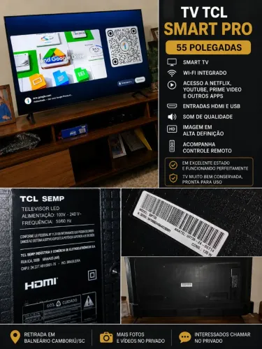 Modelo TCL 55P65, tela de 55 polegadas