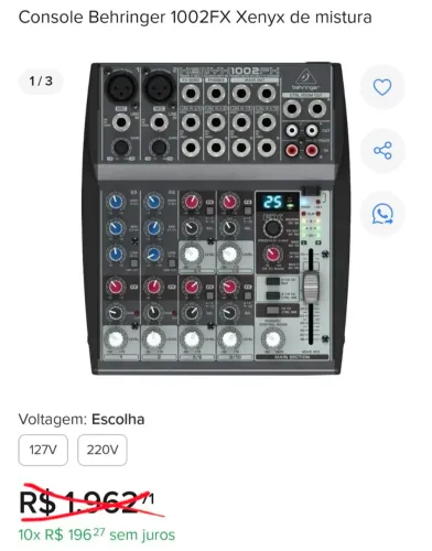 MESA DE SOM BEHRINGER 1002FX