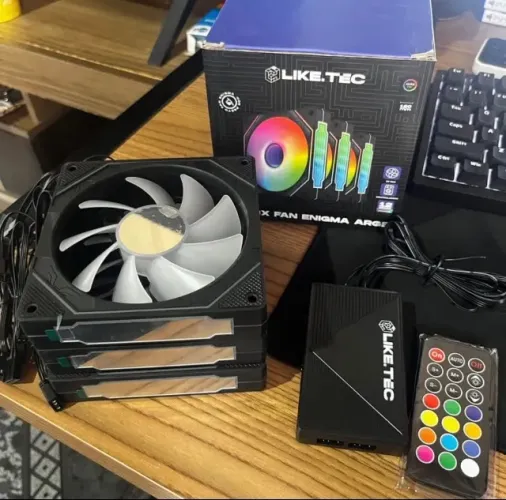 Kit fan led argb + controladora Novo