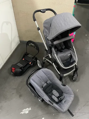 Conjunto Carrinho de bebê, bebê conforto e base Isofix Safaty 1st