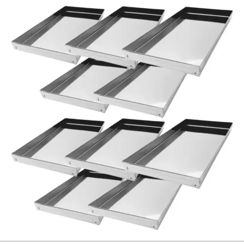 Kit Com 10 Bandeja 40x20x2cm Canto Liso Aço Inox