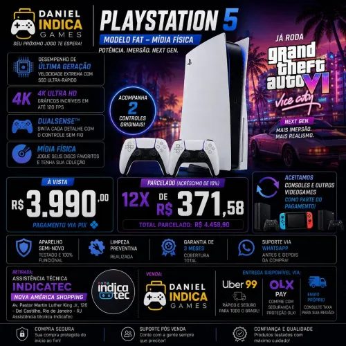Ps5 midia fisica com 2 controles act troca