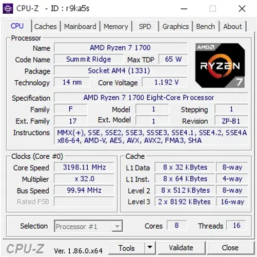 AMD Ryzen 7 1700 - AM4