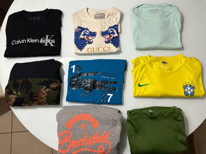 camisas masculinas em última unidade. Lacoste,Gucci, Brookfield, Skechers e outras