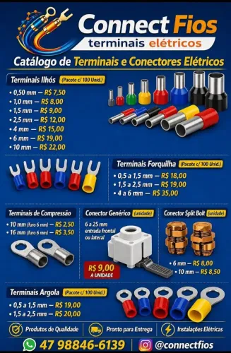 Terminaisve conectores elétricos.