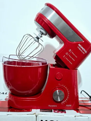 Batedeira Planetaria Mondial 700w Vermelha Inox 220v Bp01pr