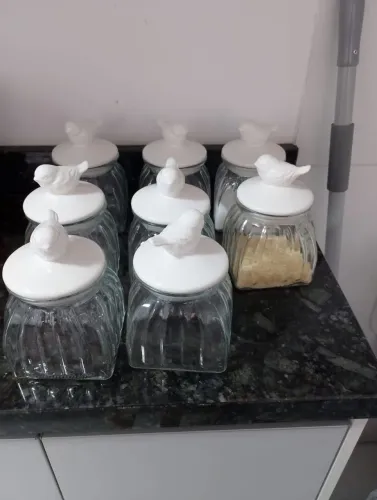 Conjunto potes vidro passarinho 