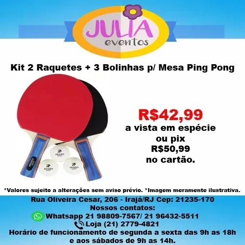 Kit 2 Raquete + 3 Bolinhas Tênis de Mesa Ping pong Profissional