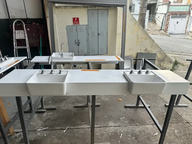 Pia banheiro quartzo branco 