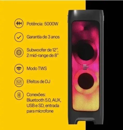 Caixa de Som Torre Flamebox DJ 5000W RMS Pulse - SP512