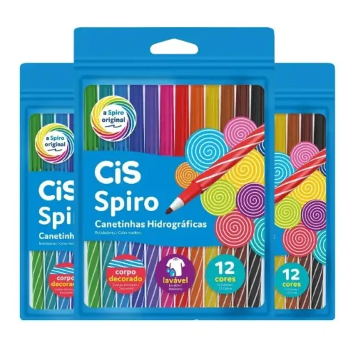  Kit 03 Canetinha Hidrográficas Spiro C/12 Cores - CIS
