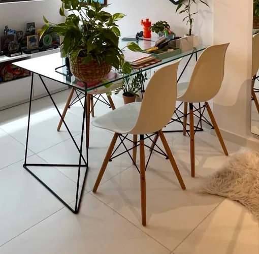 Mesa de Vidro Escritório Tok Stok