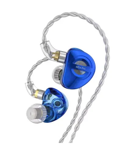 Fone De Ouvido Trn Mt4 Pro Azul Hifi 2dd Bass 3,5 Mm Sem Mic 