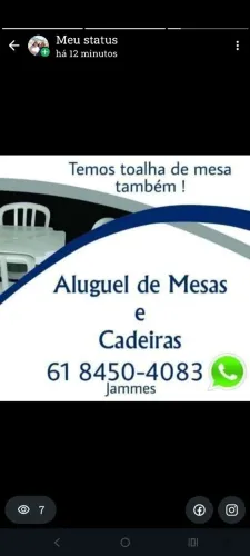 Aluguel de mesas e cadeiras temos tenda 