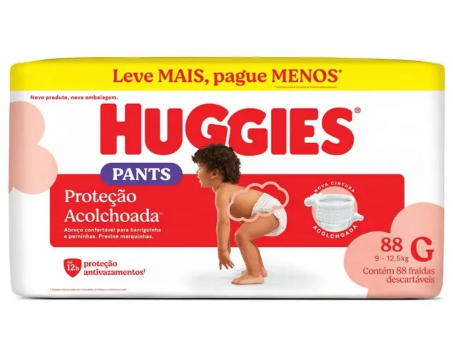 Fralda Huggies Natural Care Tamanho G - 88 Unidades Descartáveis