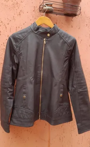 Jaqueta Rovitex Couro Ecologico Marrom M Biker Vintage