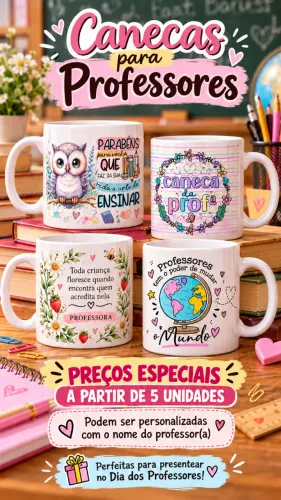 10 canecas Dia dos Professores