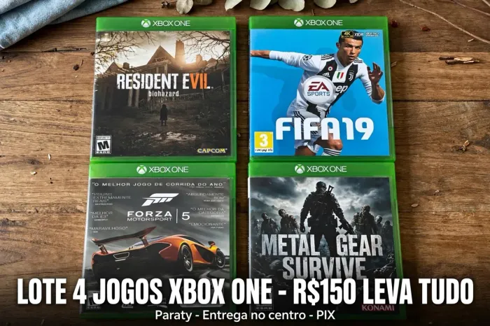 > *LOTE 4 JOGOS XBOX ONE RE7 FIFA 19 FORZA 5 + SURVIVE - R$150*