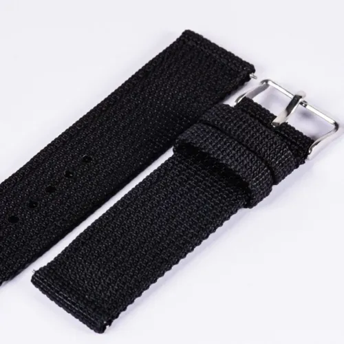 Pulseira relógio de nylon 20mm - militar - preta.