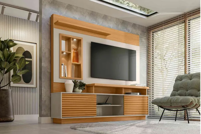 Estante Home Eldorado 2m luz led suporta TV até 60 polegadas  / Receba em 24h 