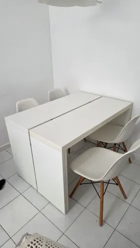 2 mesas dobráveis branca 8 lugares