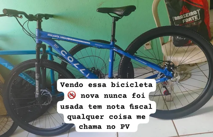 Vende Se uma bicicleta Aro 29 freio a disco nunca foi usada tem nota cor azul
