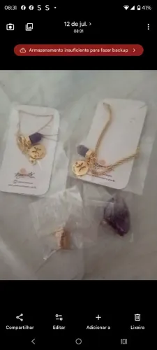 Conjunto signo de peixes mais pingente de quartzo rosa e pedra do signo