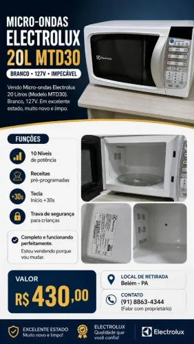 Micro Ondas Eletrolux 20 L