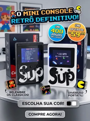 Mini vídeo game Sup portátil 400 jogos