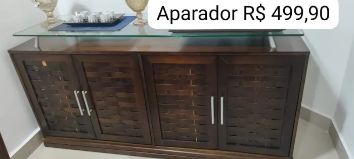 Aparador Buffet 4 Portas com Tampo de Vidro - 1,60m | Excelente Estado | R$ 600