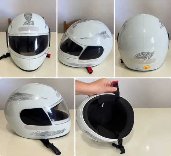 Capacete moto Pro Tork branco tamanho 60