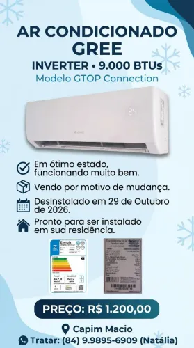 Ar condicionado GREE 9.000 BTUs