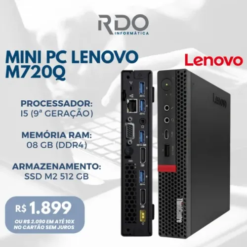Mini PC Lenovo M720Q i5 9ª Geração 8GB SSD 512GB DDR4 - Compacto e potente
