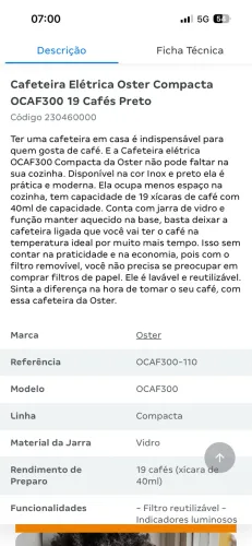 Cafeteira oster