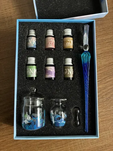 Kit caneta de vidro + tintas e acessórios