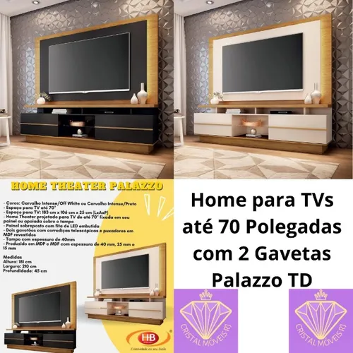 Home para TVs até 70 Polegadas 2 Gavetas Palazzo  TD